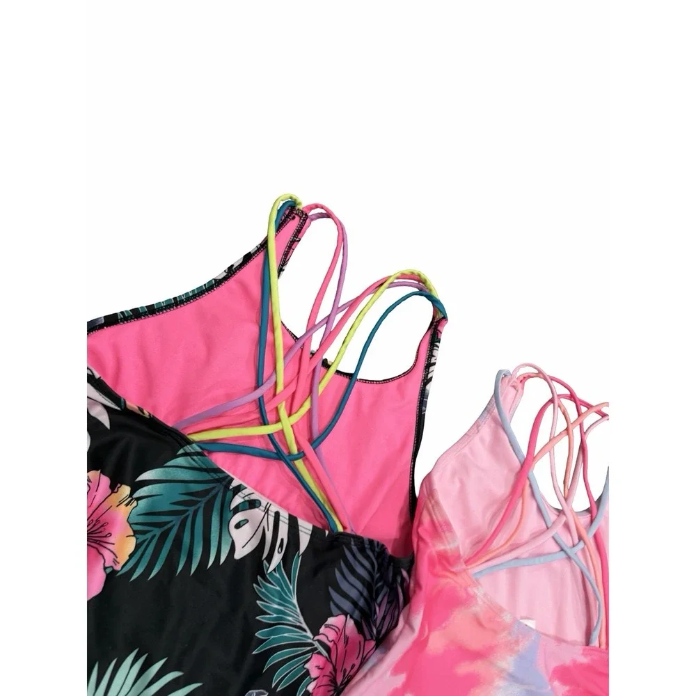 JUSTICE Teen Girls 16 One Piece Swimsuit Bathing Suit Lot Bundle Floral Tie Dye